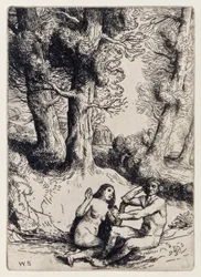 Adam weist Evas Trost zurück aus Das verlorene Paradies von John Milton, eine Serie von 12 Illustrationen von William Strang